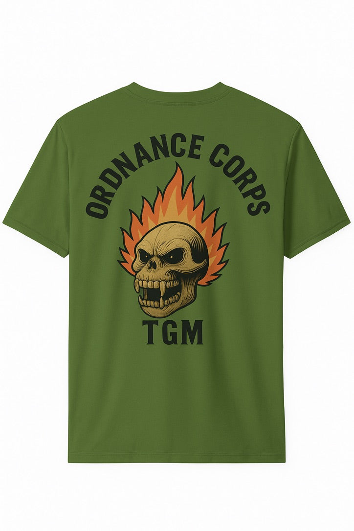 TGM™ Ordnance Corps Flame Skull Tee – Gritty Motor-Pool Edition