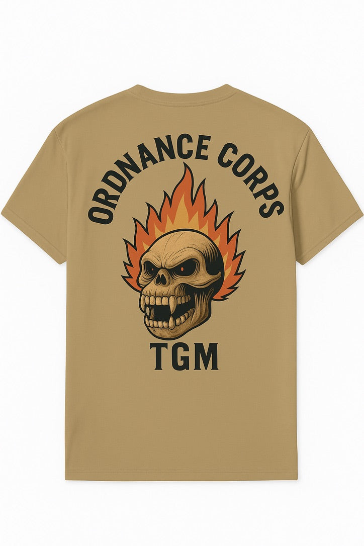 TGM™ Ordnance Corps Flame Skull Tee – Gritty Motor-Pool Edition